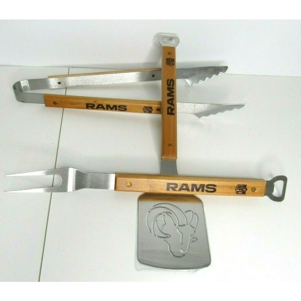 Los Angeles Rams NFL Sportula 3 pc Grilling Set Spatula, Fork & Tongs New